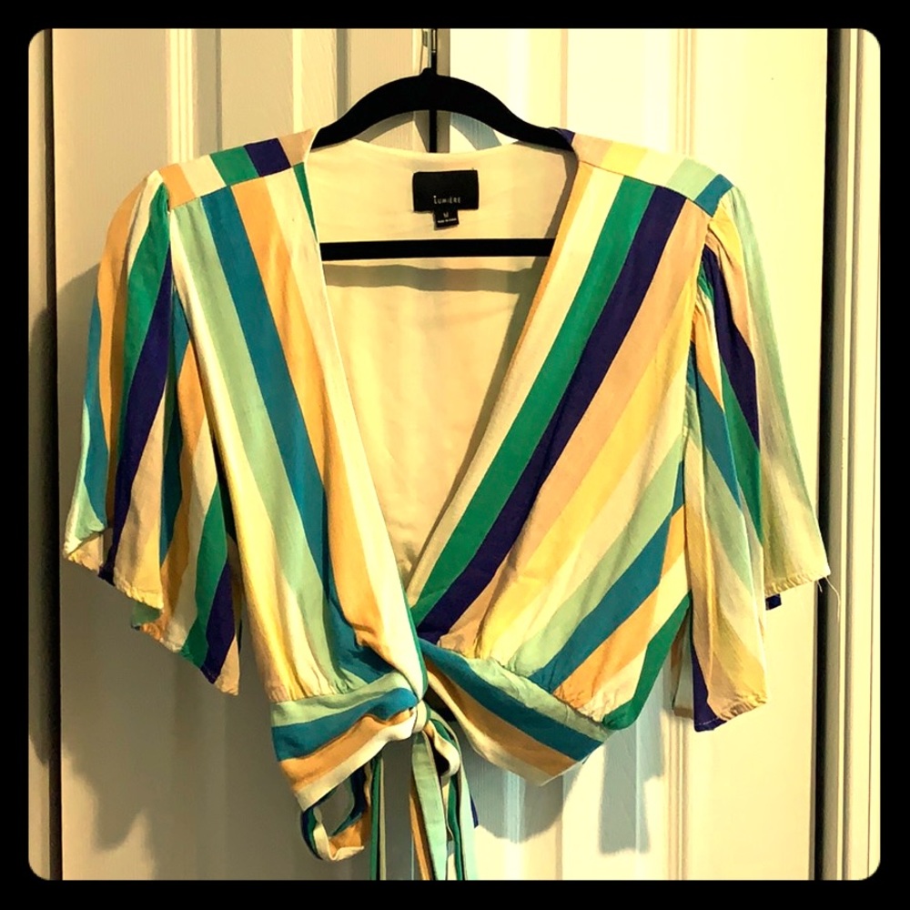 Multicolor Wrap Crop Top